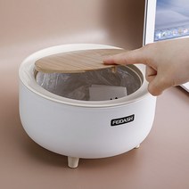 생활광장 원터치 원목디자인 미니 휴지통 2L /인테리어/쓰레기통/원목휴지통/홈데코/라이프스타일, 화이트