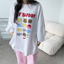 봉시스터즈 머핀박스티셔츠 여성티셔츠 롱티 무지티 박스티 오버핏 루즈핏 나염티 긴팔 긴소매