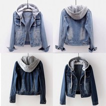 워싱 숏 점퍼 청자켓 LS0448 후드 슬림핏 데님 로로비 여성
