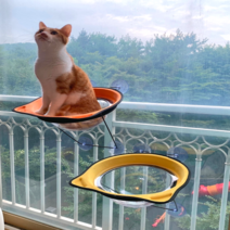 튼튼한 고양이 창문해먹 안전한 윈도우 투명한해먹, 파랑색