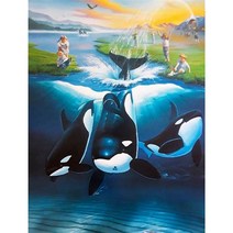 세로형 보석십자수 행운 고래 신비로운 구름 달빛 문라이트 속에 꿈꾸는 굿럭키 웨일 동물 다이어몬드그림 집들이 개업 부모님 생신 선물 집콕취미 구슬 비즈 DIY키트 16종, 고래 십자수 그림12호, 80*100CM