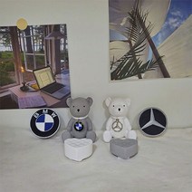 BMW 벤츠 가죽 곰돌이 베어 차량용 송풍구 석고 방향제 선물 세트, 끌로에, 그레이벤츠, 골드