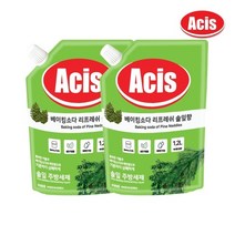 아키스 베이킹소다 주방세제 리필 솔잎향 1.2L x2개 설거지 1종주방세제 주방용 야채과일세척 물때 항균 대용량 기름기 식물성보습, 상세페이지 참조