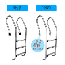 수영장 304 스텐 사다리 계단 미끄럼방지 난간 페달 스텝 안전 손잡이, 4등급SF415(내장형1.0두께)