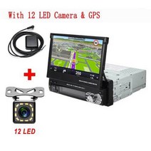 podofo one din car radio mp5 플레이어 gps 네비게이션 멀티미디어 자동차 오디오 스테레오 블루투스 7quot HD 개폐식 autoradio aux-in fm, 협력사, GPS와 12LED 카메라