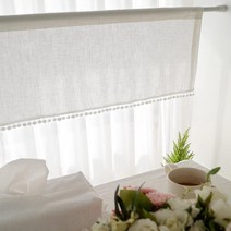 홈아트 폼폼방울 바란스커튼 블라인드(106x45 화이트)