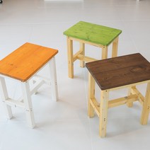 드라마 마르스툴 소나무원목 사각스툴의자 다양한컬러, 허브색+화이트, 45cm