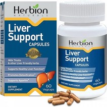 Herbion Naturals 간 지원 밀크 시슬이 함유된 허브 블렌드 건강한 기능 지원 해독 촉진 식욕 베지캡 60개, 1