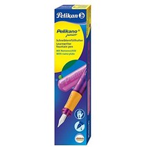 유럽 Pelikan - Pelikano Junior 왼손잡이용 만년필 P67 펜촉: A 배럴 색상: 핑크 대용량 잉크 카트리지 10개 GTP, 왼손잡이를 위한, 자주색