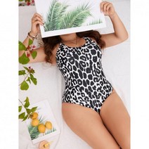 빅 사이즈 호피 무늬 모노키니