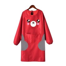 애견 미용사 가운 미용복 펫숍 목욕옷 앞 작업복 방모커버 긴팔 고양이 방수, 08 C25-닦을 수 있는 손-긴팔-곰돌이(빨강)