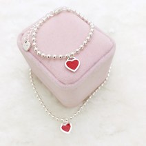 [골드원][무료각인/선물포장] 하트 미아방지 은목걸이 은팔찌