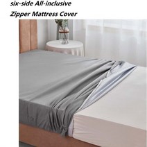 고급 방수 지퍼가 달린 매트리스 보호대 커버 6면 일체형 침대 장착 시트 싱글 퀸 사이즈, 회색, 137x190x36cm