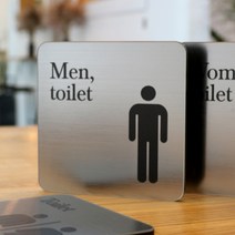 아크릴마트 메탈사인 화장실표지판 여자화장실표시 안내판 그림 도어사인, 실버