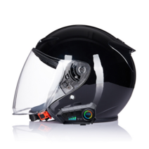 톰리 오픈페이스 블루투스 오토바이헬멧 반모 스쿠터헬멧 바이크, L, 유광블랙