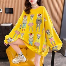 퀸앤조이 패션캣츠 프린팅 루즈핏 맨투맨