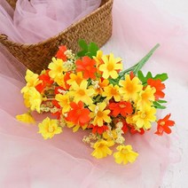 행잉화분걸이 행잉걸이 걸이화분 데이지 작고 신선한 플라스틱 인공 국화 분재 화분 꽃 풍경 홈 장식, 04 orange_01 6pcs