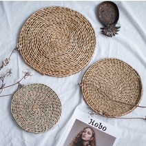 라탄 직조 원형 매트 전통찻집 인테리어 소품 20cm