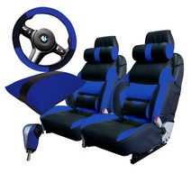 카월드 자동차 리무진시트커버1열+코일매트(1+2열) 승용 RV SUV 패키지 l 시트2P+코일매트+팔쿠션+핸들커버+기어커버, 1세트, 13)블루블랙