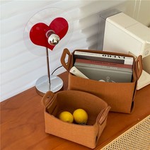 브라운 펠트 장난감 인형 정리 보관 조립형 패브릭 손잡이 장난감바구니 빨래바구니 펜트리 수납, 02 : 중형