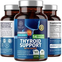 N1 Nutrition 프리미엄 갑상선 지원 보충제 요오드 함유 갑상선 건강 지원 신진대사 amp 건강한 체중 관리를 위한 에너지 글루텐 프리 비 GMO 60 식물성 멀티비타민