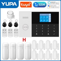 무선 모션 센서 감지기 와이파이 GSM 홈 보안 경보 투야 스마트 도난 알렉사 및 구글 다채로운 LCD 인치, 없음, 4.H - 영국 플러그