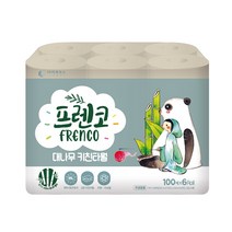 이루모스 친환경 2겹 프렌코 대나무 키친타올 100매 6롤 밤부 행주타올
