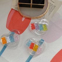 젤리 곰 그립톡 하리보 곰돌이 투명 하트 아크릴 감성 핑거톡 핸드폰 거치대 스마트폰, 젤리 곰톡_레드