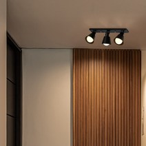 에코 3등 주방 레일등 LED 포인트조명, 블랙 / 8W 벌브 하얀빛3개