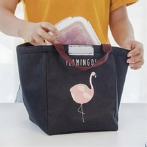 보냉 장바구니 손잡이 냉온가방 도시락수납 이유식 미니아이스백 반찬가방, 플라밍고 보냉백 핑크