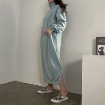 [비비애르]아노락 반집업 맨투맨 롱 원피스 맥시 스포티한 츄리닝 봄 캐주얼룩