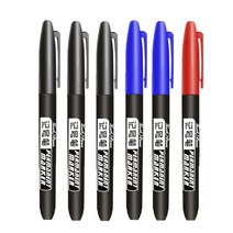 6 개대 영구 마커 펜 파인 포인트 1.5mm 섬유 팁 블랙 블루 레드 방수 잉크 컬러 펜 지 학교 용품, 08 3 Black 2 Blue 1 Red