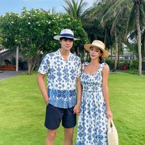 [자체제작] 비바럽 휴양지원피스 시밀러룩 남방 여름 페이즐리 커플시밀러룩 OP19789F