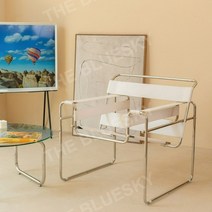 바실리체어 가죽체어 스테인레스스틸 소파의자 레저의자, 하얀