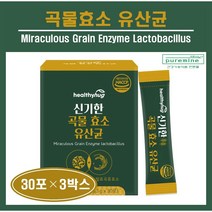 곡물효소 유산균 스틱 분말 가루 파우더 발효곡물 혼합유산균 소화 분해 효소 락토바실러스 가세리 프락토올리고당 아밀라아제 미숫가루맛 HACCP 추천 헬씨허그, ##푸름이네## 곡물효소유산균 (3g×30포), 3박스