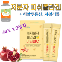 다줄태양 저분자콜라겐 비타민C 먹기편한 스틱형 30포 60포 90포 120포 자일리톨 저분자피쉬콜라겐 가루 효능 효과 먹는 히알루론산 저분자 피쉬 콜라겐 펩타이드 추천, 2상자(2000mg 60포)