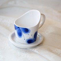 예쁜 도자기 종이컵 홀더 코발트블루디자인 에디션2 컵홀더제작 요긴한 개업 선물 핸드페인팅 핸드메이드, 플라워