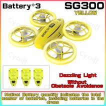 초소형드론 SG300S 미니 드론 2.4G 와이파이 장애물 회피 헤드리스 모드 Led 라이트 360 롤링 항공기 원격 제어 쿼드콥터 장난감, [03] LED-SG300-Yellow-3B