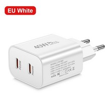 고속무선충전기 3IN1무선충전기 PD 40W 2 포트 USB C 충전기 14 15 화웨이용 고속 충전 QC 30 전원 어댑터, 1.EU 화이트