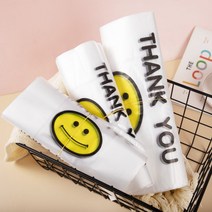 [무배 / 100개 구성] 스마일 비닐 봉지 귀여운 비니루 배달 비닐봉투 선물 포장지 카페 테이크아웃 쇼핑백 과일 야채 마트 비닐 센스 감성, 대 (33x51cm) (100개)