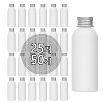 [25개묶음판매] 알루미늄캡 50ml 60ml 75ml 80ml 100ml 어메니티 공병, 80ml 백색용기, 실버캡, 25개