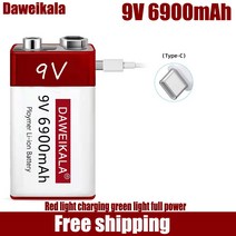 리튬 이온 배터리 팩 새로운 9v 6900mah 충전식 c type usb 9v 멀티미터 마이크 금속 탐지기 케이블 원격, 300mah 1pcs