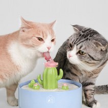 팔렛트 반려동물 선인장 세라믹 정수기 자동급수기 1.5L (필터 4개증정), 정수기 원목 받침대