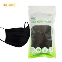 하원 국내생산 일회용 3중필터 마스크 중형 블랙, 1개, 10매
