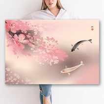 잉어 물고기액자 금붕어 캔버스액자 그림 세잔느화실 봄나무거실 벽 인테리어 돈들어오는 개업 액자 사무실