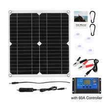 태양광 보조배터리 200W 태양 전지 패널 키트 60A 컨트롤러 DC 18V 휴대용 충전기 은행 배터리 캠핑 자동차 보트 RV 플레이트, [03] 200W 60A Controller