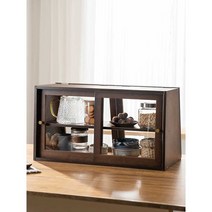 미니찬장 인테리어 레트로 수납장 찻장 커피장 카페장 빈티지 컵, 호두 색상 유리 커피 캐비닛 이중 문