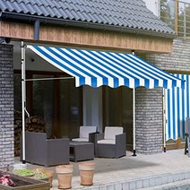 어닝 야외 파라솔 카페 햇빛가리개 비가림막 외관 차양 접이식 개폐식 가게 수동식 처마 발코니 야외 방수 차양 카페, Z.길이 3m X 연장 1.2m  흰색 브래킷  파란색