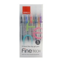 동아 파인테크 중성펜 0.3mm 5색 세트, 본상품선택, 색상:[색상]본상품