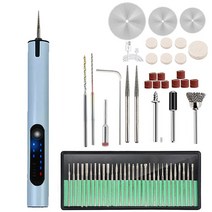 목공기계 부품USB 충전 회전 도구 키트 목공 조각 펜 DIY 쥬얼리 금속 유리 미니 충전 드릴, [13] White 60pcs